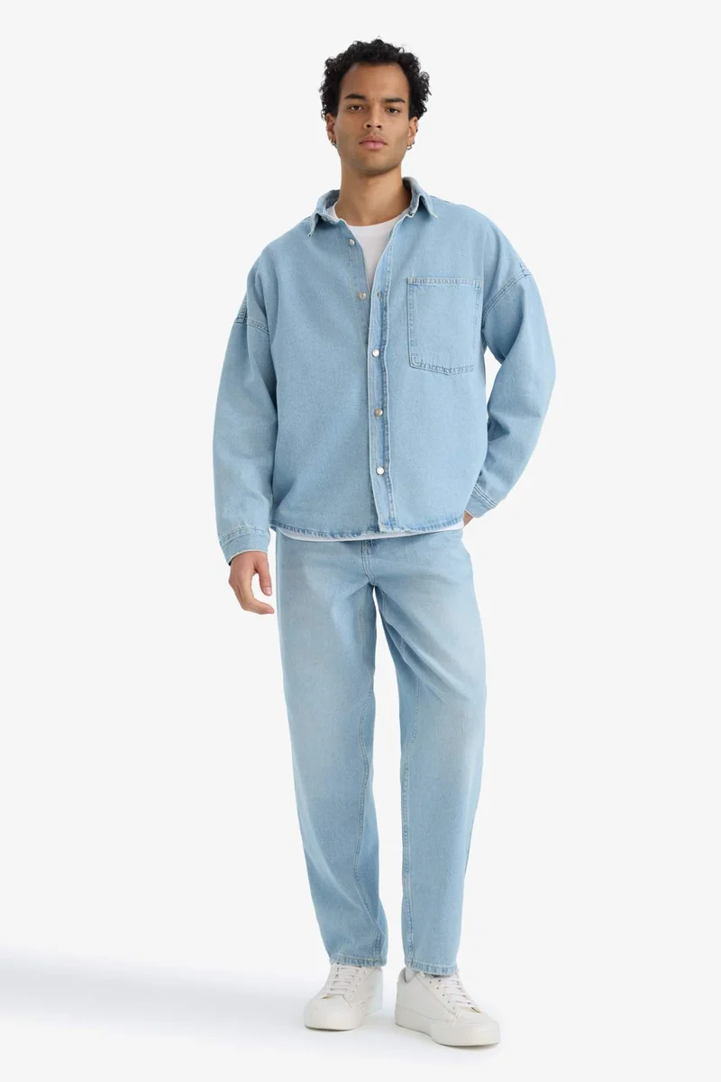 ديفاكتو Oversize Fit Denim Long Sleeve Shirt