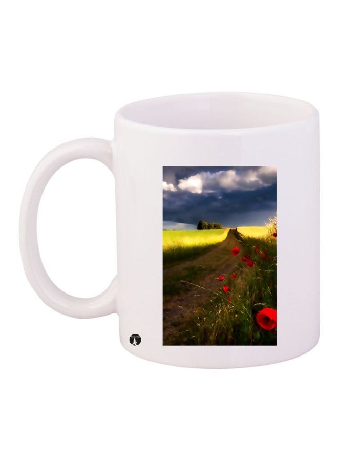 RKN Nature Printed Coffee Mug White Green Red 11ounce - Image 2