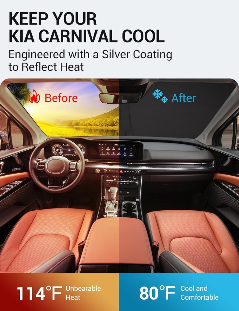 Proadsy Custom Fit Windshield Sun Shade for Kia Carnival - Image 2