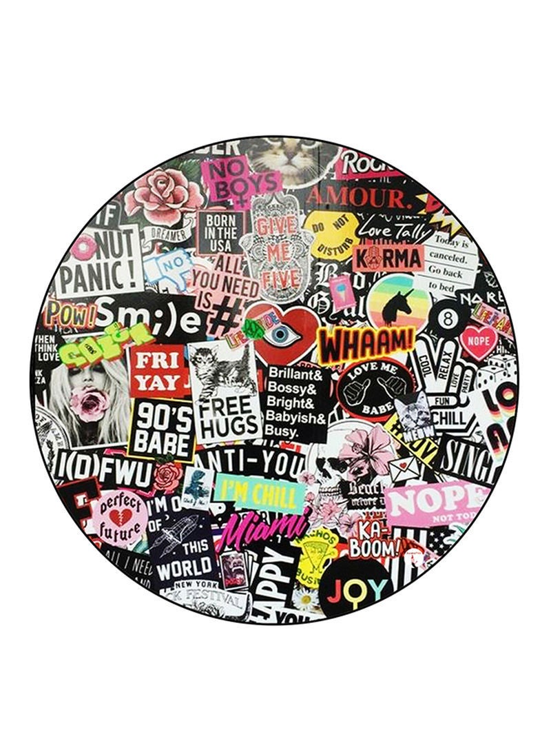 RKN English Phrases Printed Mouse Pad  Round  Multicolour