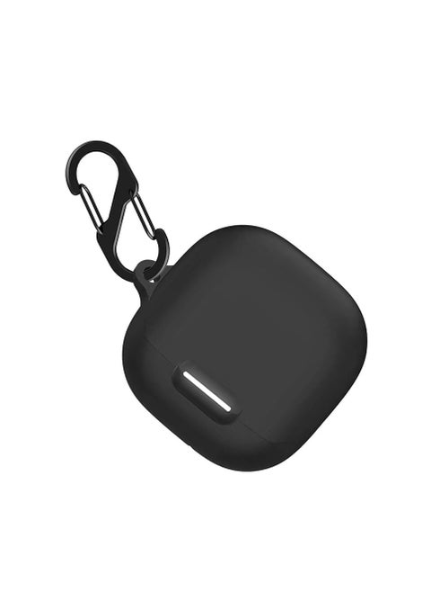 Case Compatible with Anker Soundcore Liberty 4 NC, Soft Silicone Shockproof Protective Cover with Carabiner Accessories (Black)