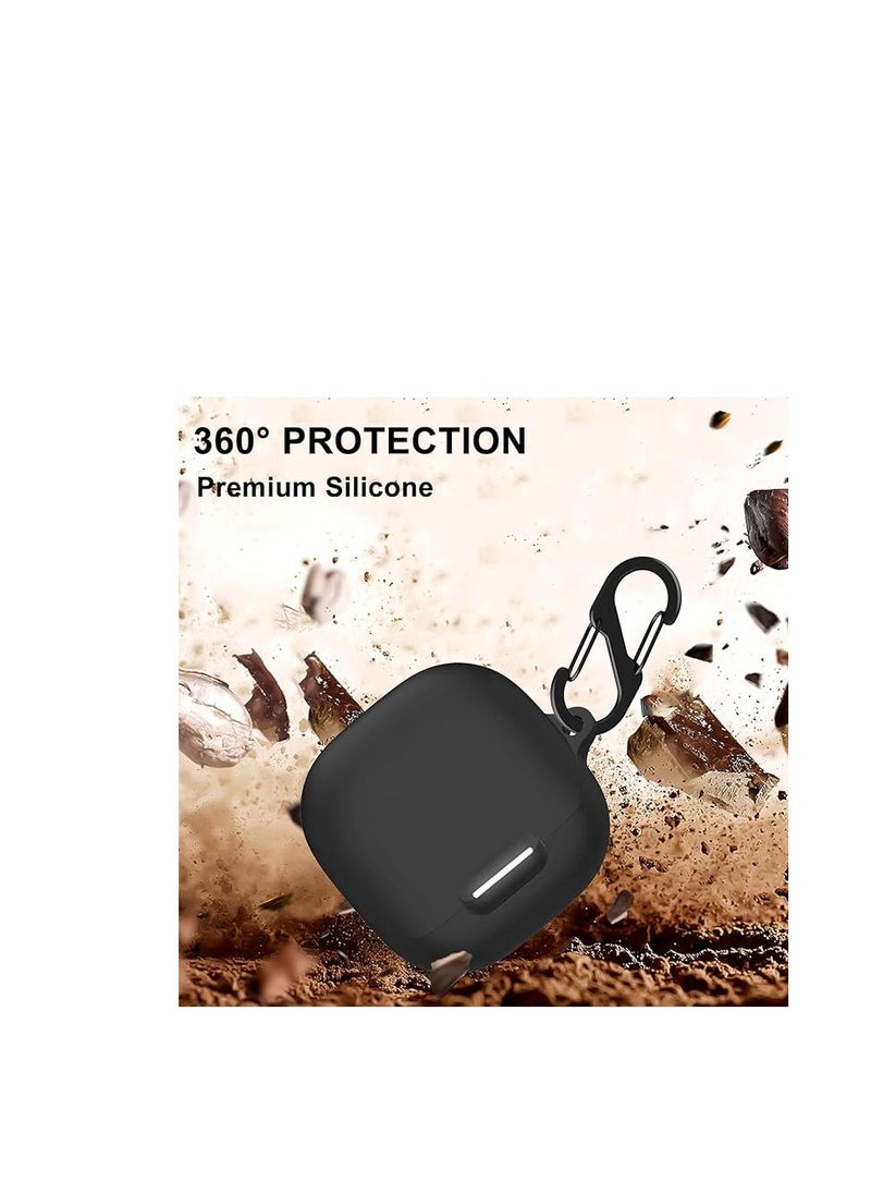 Generic - Case Compatible with Anker Soundcore Liberty 4 NC, Soft Silicone Shockproof Protective Cover with Carabiner Accessories (Black) - Image 1