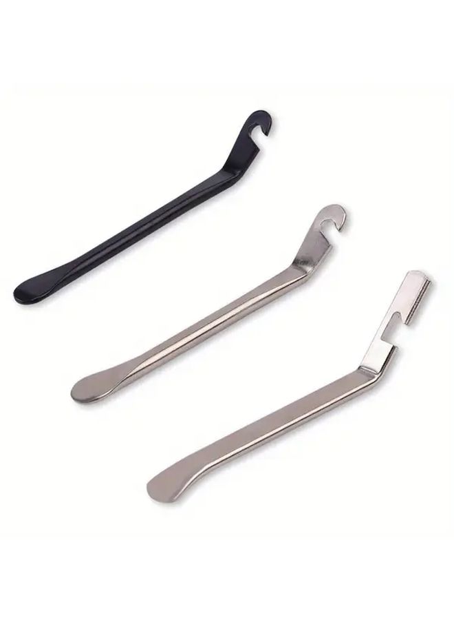 Silvery Steel Bike Tire Prying Tool Ergonomic Handle Heavy Duty Leverage for Mountain Road ATV - Image 1