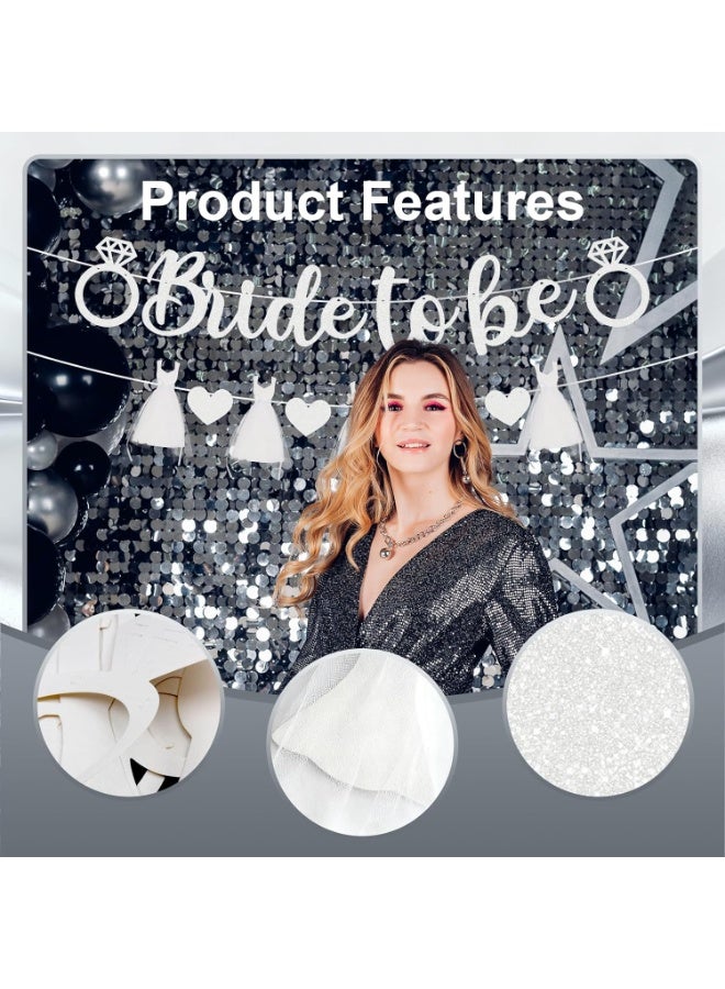Bride to be Banner Decorations, Wedding Dress Banner for Bridal Shower Wedding Engagement Party Decorations Supplies (White) - Image 4