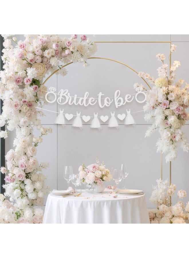 Bride to be Banner Decorations, Wedding Dress Banner for Bridal Shower Wedding Engagement Party Decorations Supplies (White) - Image 2