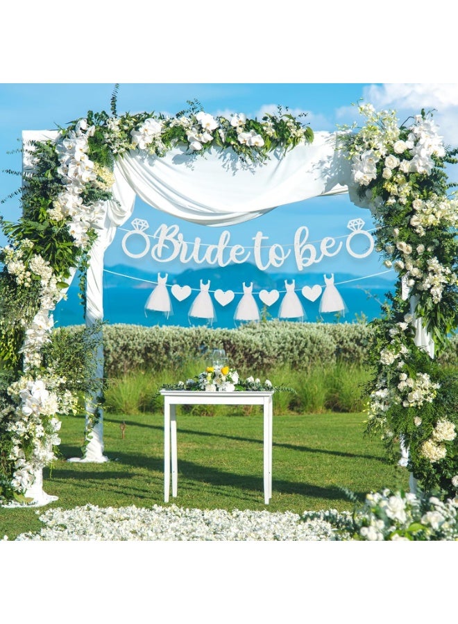 Bride to be Banner Decorations, Wedding Dress Banner for Bridal Shower Wedding Engagement Party Decorations Supplies (White) - Image 5