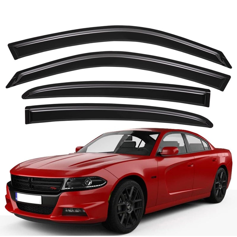 Lightronic Extra Durable OutsideMount Auto Vent Window Visor Fits 20112023 Dodge Charger UV Protection Rain Guard Original Wind Deflector NoDrill Easy Install Dark Smoke 4Pcs