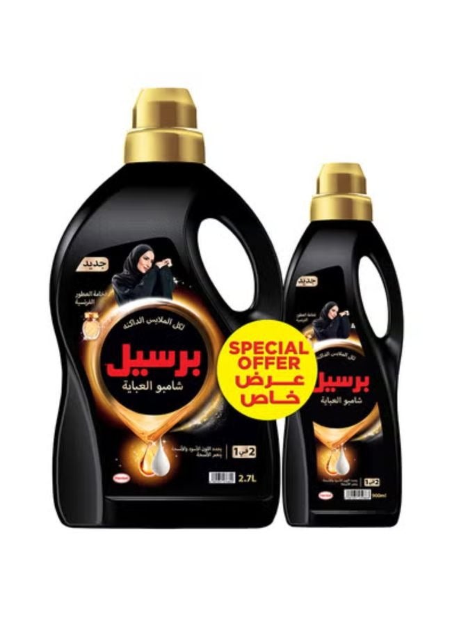 برسيل شامبو سائل للأبنية السوداء بصيغة ثلاثية الأبعاد لحماية اللون وإعادة حيويته، عطر فرنسي كلاسيكي ٢.٧ لتر + شامبو ٢ في ١ للأبنية، عطر فرنسي ٩٠٠ مل 900مل+2.7لتر