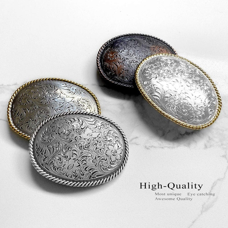 Belts.com H8136 Western Floral Engraved Pattern Rope Edged Belt Buckle Fits 1-1/2"(38mm) Belt (Antique Silver) - Image 3