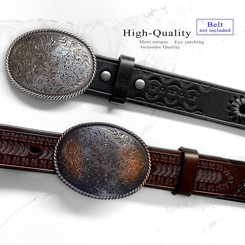 Belts.com H8136 Western Floral Engraved Pattern Rope Edged Belt Buckle Fits 1-1/2"(38mm) Belt (Antique Silver) - Image 5