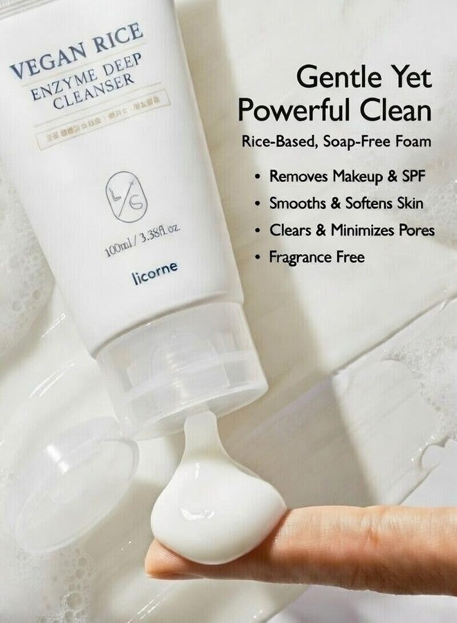 LICORNE Vegan Rice Enzyme Purifying Cleanser (3.38 fl oz) - Exfoliating Face Wash for Pores & Blackheads - Korean Rice Water Foam Cleanser - Deep Pore Purifying & Makeup Remover for Radiant Glow - Image 5