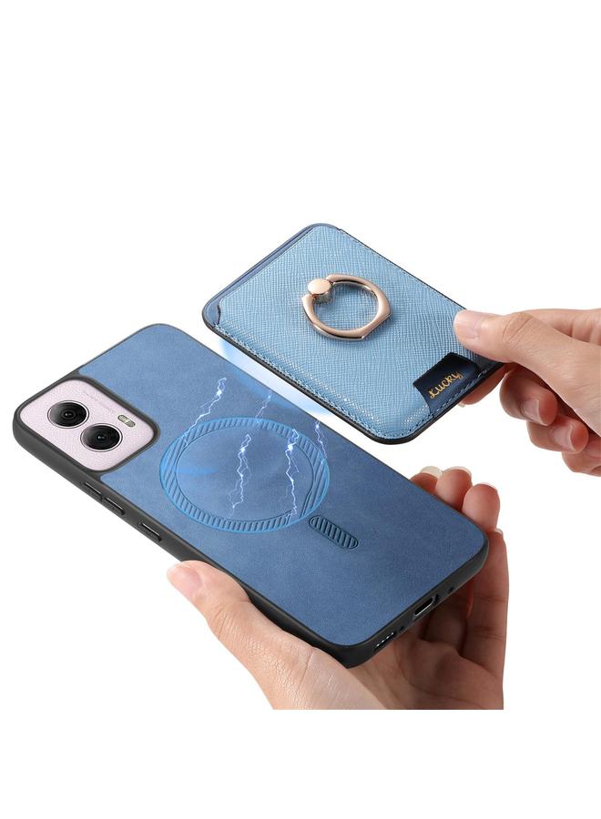 اس-توب جراب لهاتف Motorola Moto G 5G 2024 بتصميم متقاطع كلاسيكي من الجلد مع حلقة إدخال عمودية وحقيبة بطاقات وحافظة هاتف MagSafe - Image 5