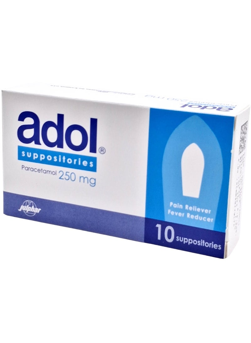 Adol 250Mg Suppository 10'S (Moderate Pain & Fever Relief)