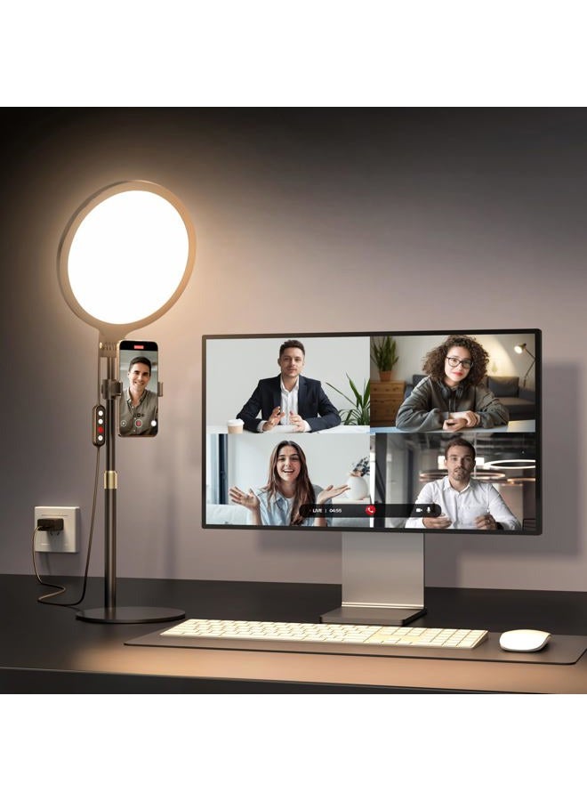Vimose Ring Light with Stand for Zoom Meeting, 10.5 Inch 360° Zoom Lighting for Video Conference Computer, Computer Light, Full Screen Zoom LED Light with - Image 1