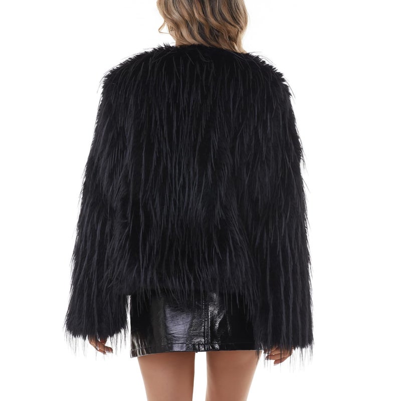 QUENTY PIELES QUENTY PIELIES Faux Fur Coat Womenâ€™s Jacket Shaggy Outwear Long Sleeve Warm Winter - Image 5