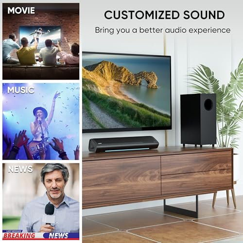 Saiyin Sound Bars for TV with Subwoofer, 2.1 Deep Bass Small Soundbar Monitor Speaker Home Theater Surround System PC Gaming Bluetooth/AUX/Optical Connection, Wall Mountable 17-inch - Image 5