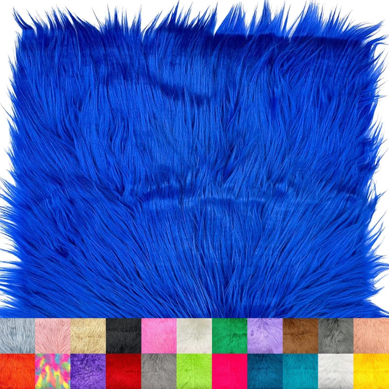 Ice Fabrics Faux Fur Fabric Squares 10x10 Inches PreCut Craft Fur Shaggy Mohair Fabric for Costumes Apparel Rugs Pillows Decorations and More Royal Blue 10x10