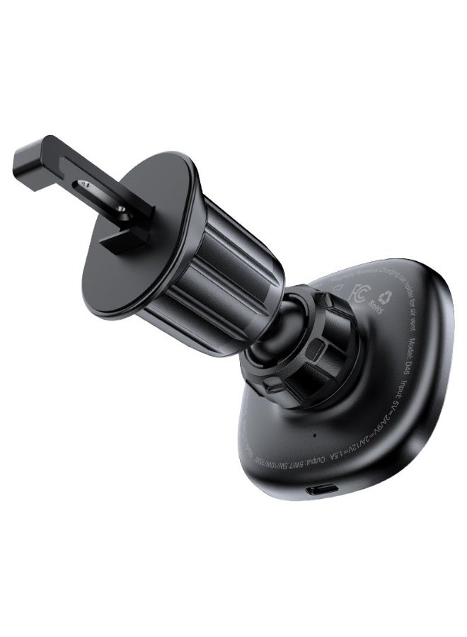 ACEFAST Fast Wireless Charger Magnetic Car Holder D46, Powerful Magnets, Multi-angle Adjustment, New Long Clip With Hook,  Widely Compatible - Black - Image 3