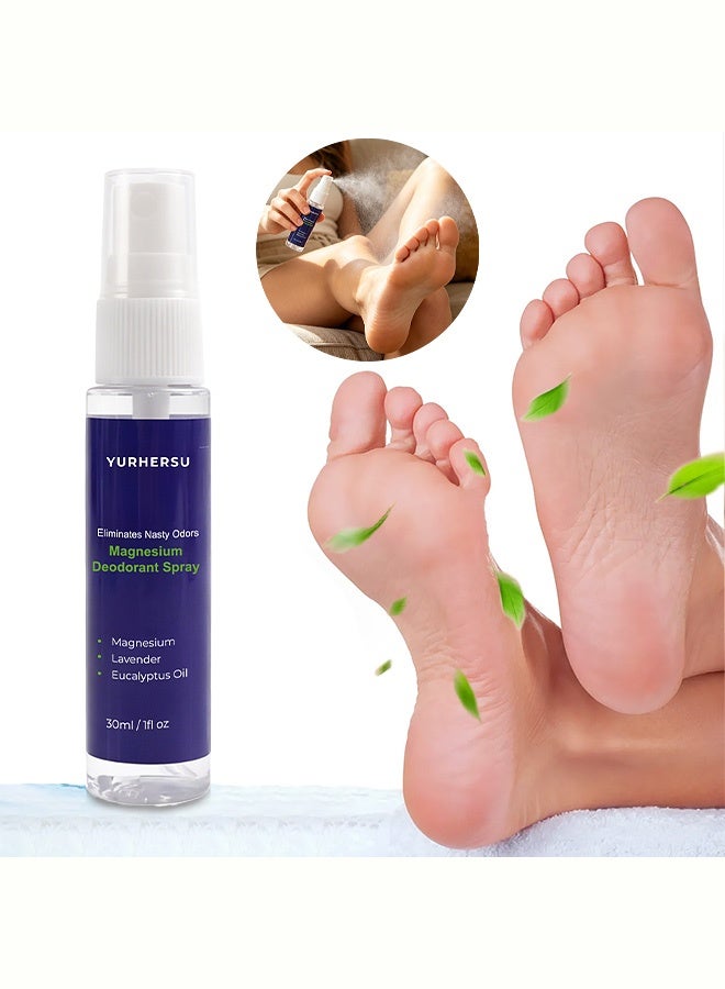YURHERSU Magnesium Deodorant Spray, Natural Odor Protection with Lavender & Eucalyptus Oil, Aluminum-Free Body Spray for Daily Freshness, 30ml - Image 1