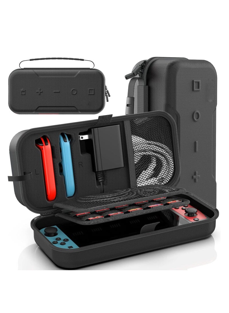 Y&D Switch OLED Carrying Case Compatible with Nintendo Switch/OLED Model Portable Travel Carry Fit for Joy-Con and Adapter Hard Shell Protective Pouch 20 Games - Image 1