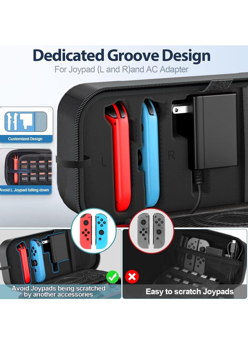 Y&D Switch OLED Carrying Case Compatible with Nintendo Switch/OLED Model Portable Travel Carry Fit for Joy-Con and Adapter Hard Shell Protective Pouch 20 Games - Image 2