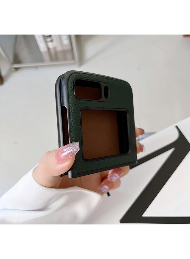 اس-توب جراب لهاتف موتورولا موتو رازر 2022 مصنوع من الجلد الطبيعي بنقشة الليتشي - Image 3