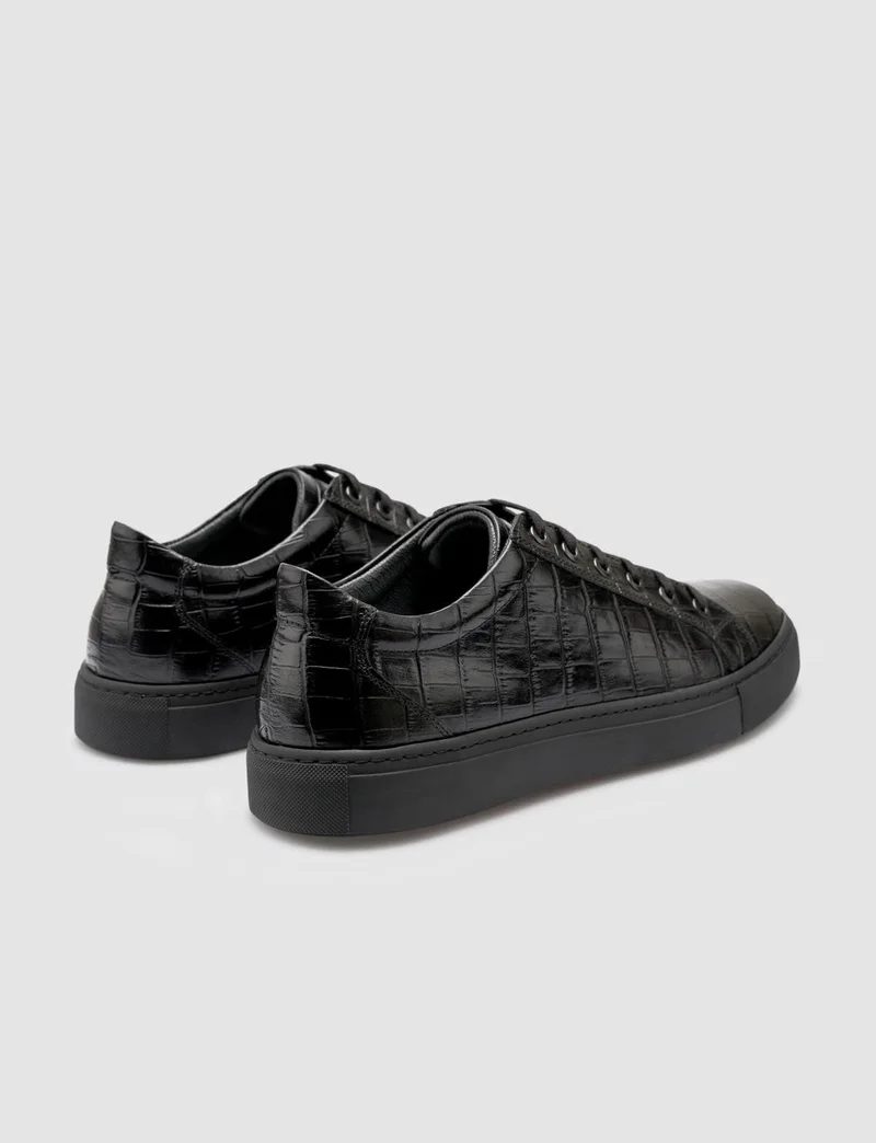 Cabani Leather Black Crocodile Men's Sneakers
