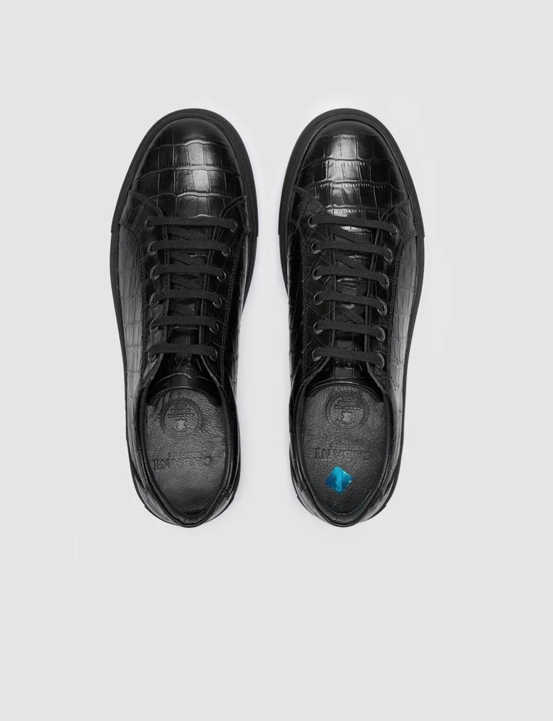 Cabani Leather Black Crocodile Men's Sneakers