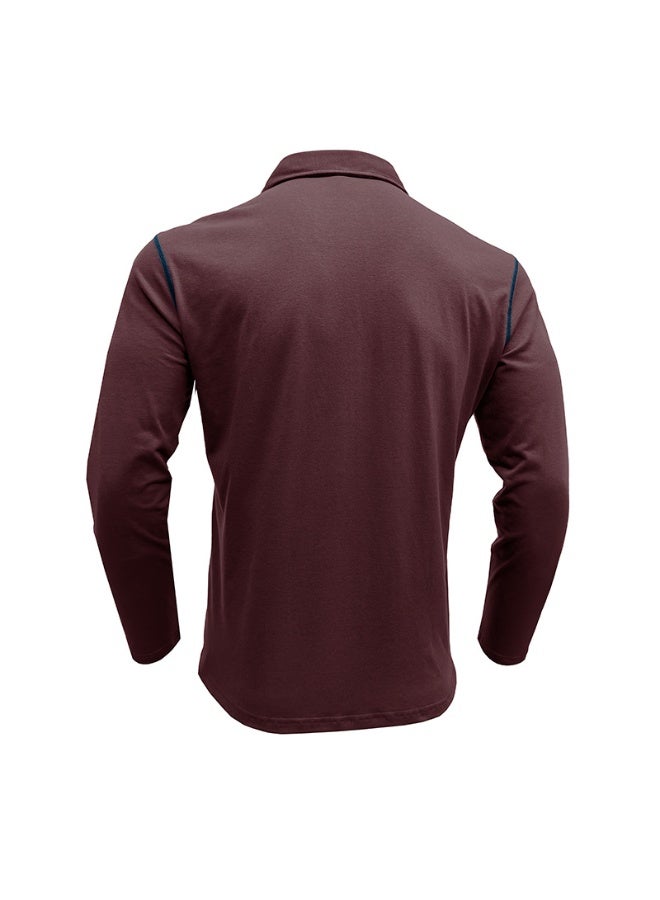 general Men's Casual Polo Shirts Classic Long Sleeve Basic Button T-Shirt Lightweight Cotton Golf Tops with Pocket - Image 2