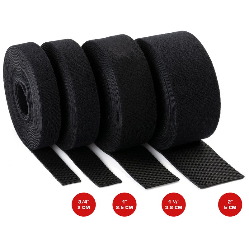 ENVISIONED Reusable Hook & Loop Strong Grip Fastener Roll with Soft Touch Microfiber Velour 1" x 16' (1" Wide, 16 Feet Long) - Black - Image 3