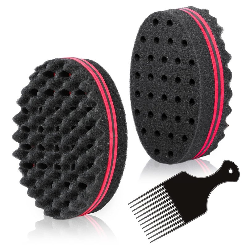 Magic Twist Hair Sponge Barber Hair Brush Sponge Styling Tool For Afro Curl Coils Dreadlocks 2 PACK