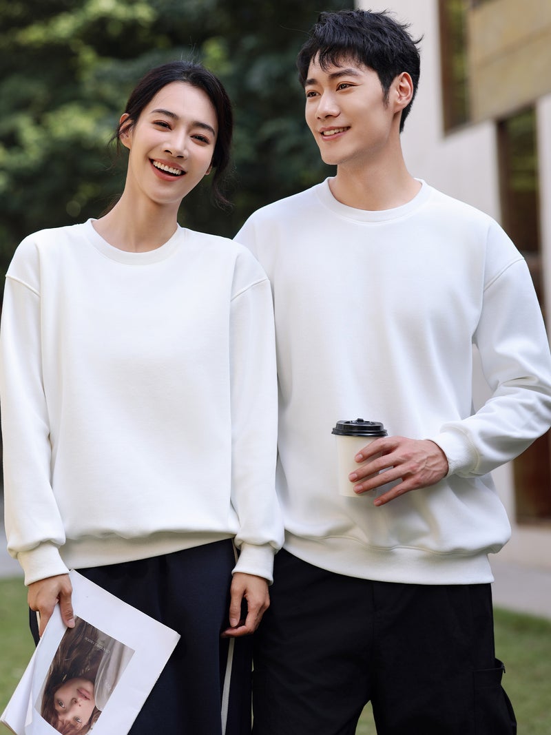 Round Neck Sweatshirt Custom Work Clothes Printed With Logo Corporate Group Class Uniforms Catering Fleece-Lined Round Neck Work Clothes Embroider - Image 5