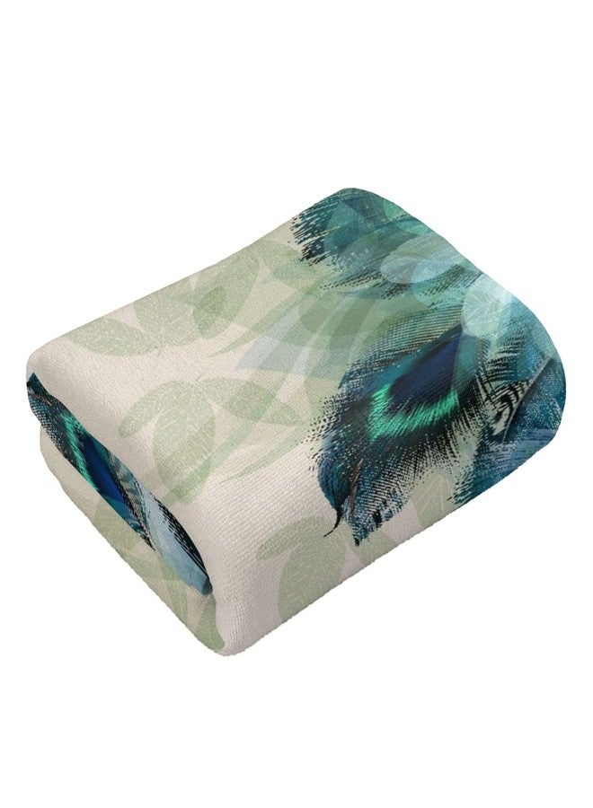 COVASA Peacock Hand Towels for Bathroom Set of 2 Green Blue Beautiful Peacock Feather Bathroom Hand Towels Microfiber Soft Highly Absorbent Face Towel Kitchen Dish for Hotel Spa,15.7"x27.5" Beige - Image 2