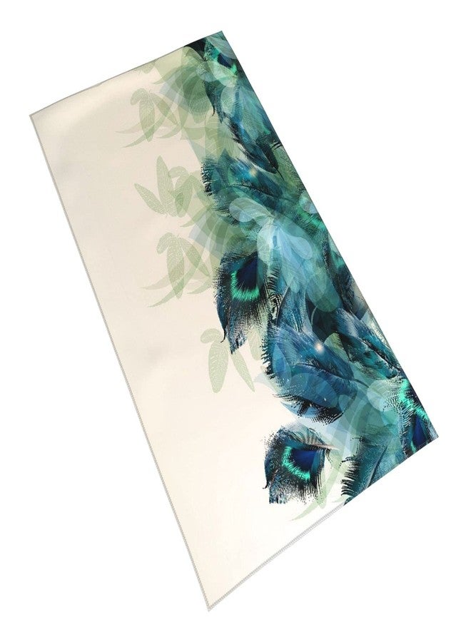 COVASA Peacock Hand Towels for Bathroom Set of 2 Green Blue Beautiful Peacock Feather Bathroom Hand Towels Microfiber Soft Highly Absorbent Face Towel Kitchen Dish for Hotel Spa,15.7"x27.5" Beige - Image 3