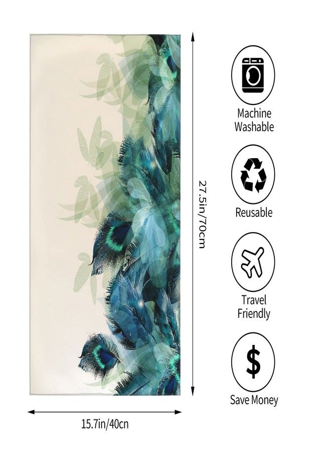 COVASA Peacock Hand Towels for Bathroom Set of 2 Green Blue Beautiful Peacock Feather Bathroom Hand Towels Microfiber Soft Highly Absorbent Face Towel Kitchen Dish for Hotel Spa,15.7"x27.5" Beige - Image 5