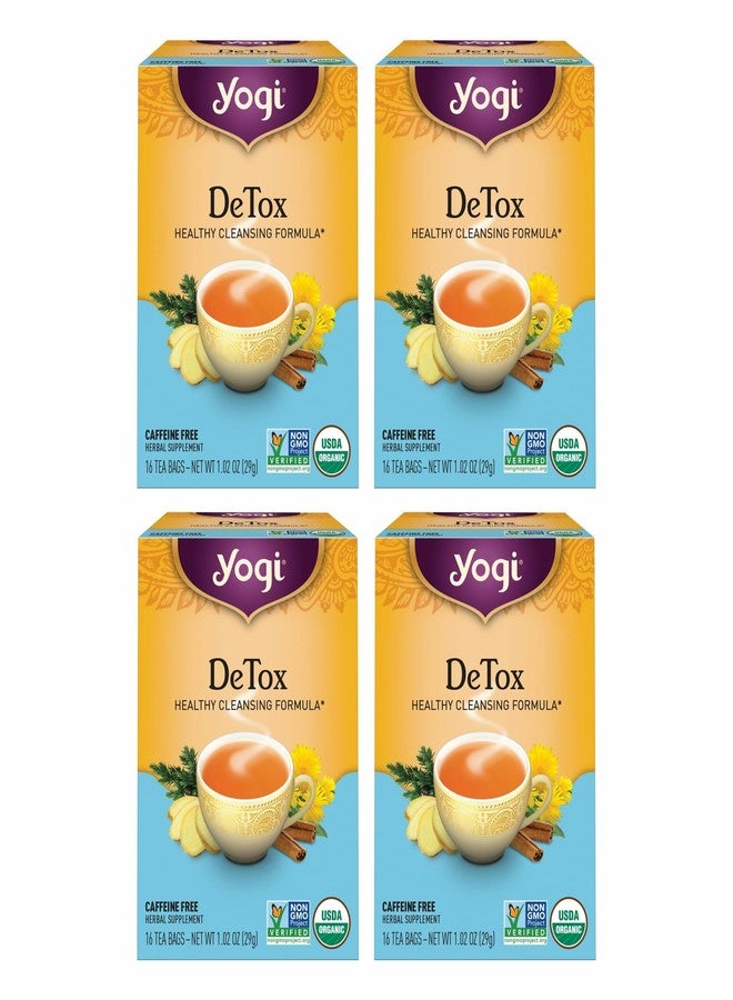 Yogi Tea DeTox Tea - 16 Tea Bags per Pack (4 Packs) - Organic Detox Tea for Digestive & Circulation Support - Includes Burdock, Dandelion, Ginger Root, Black Pepper, Cardamom & Juniper Berry - Image 1