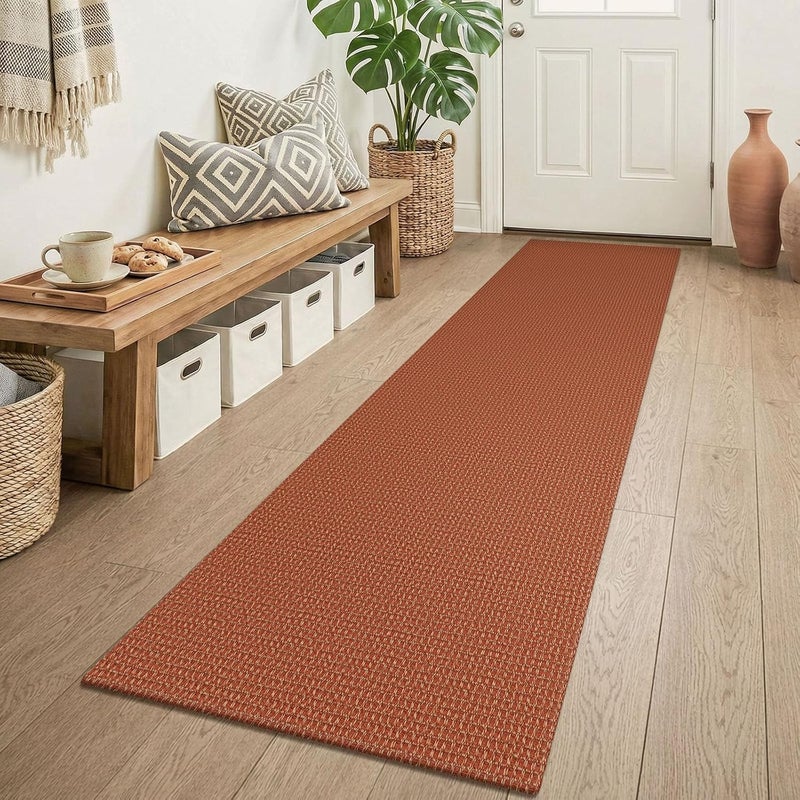 KOZYFLY Runners for Hallways 2x6 ft Washable Kitchen Runner Non Slip Rubber Backed Hall Runners Cotton Entryway Runner Rugs Floor Carpet for Indoor Backdoor Bedroom Kitchen, Orange/Tan - Image 1