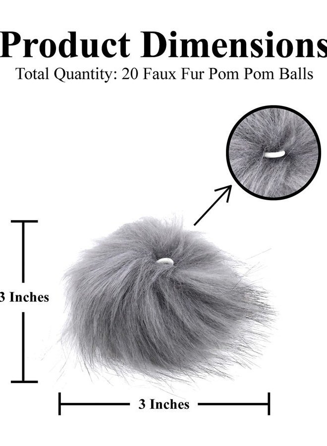Mandala Crafts Faux Fur Pom Pom Balls - Fluffy Pom Poms Puff Balls Pompoms for Keychains - Faux Fur Pom Poms for Hats Scarves Shoes Bags Charms 20 PCs 10 Colors 3 Inches - Image 2