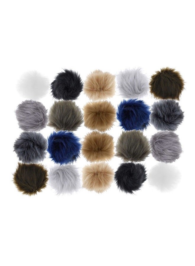 Mandala Crafts Faux Fur Pom Pom Balls - Fluffy Pom Poms Puff Balls Pompoms for Keychains - Faux Fur Pom Poms for Hats Scarves Shoes Bags Charms 20 PCs 10 Colors 3 Inches - Image 1