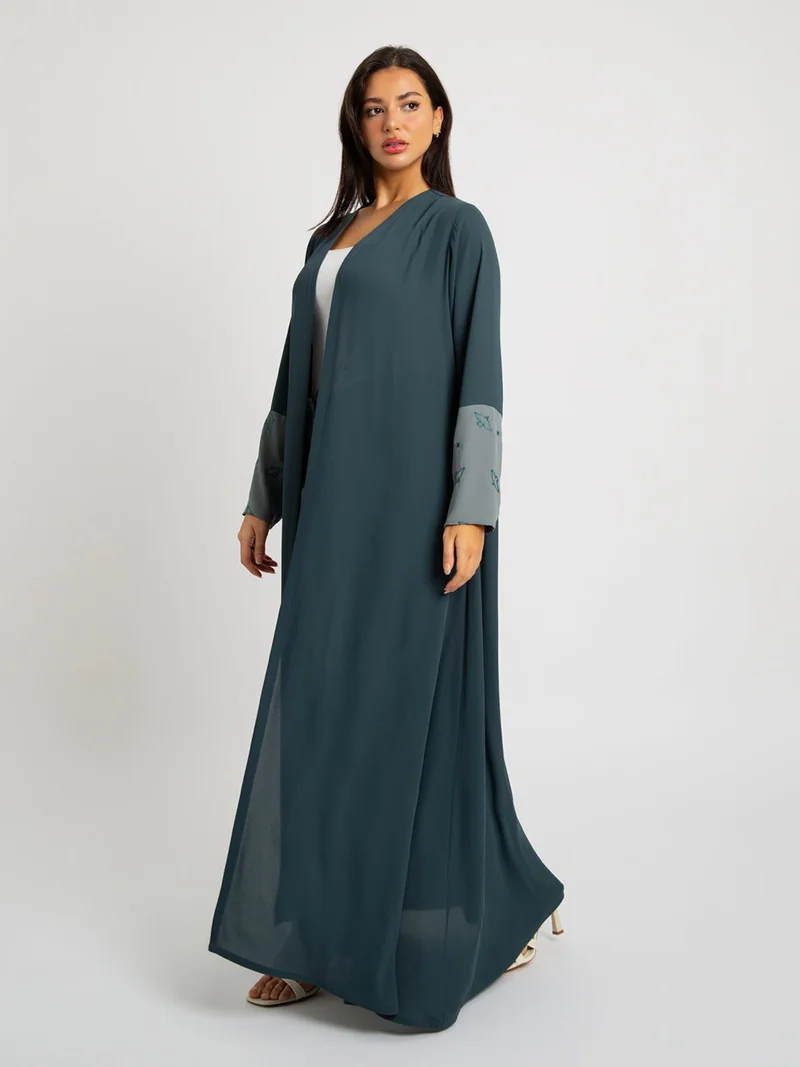 Kaafmeem Teal Peaceful Sky A-cut Abaya