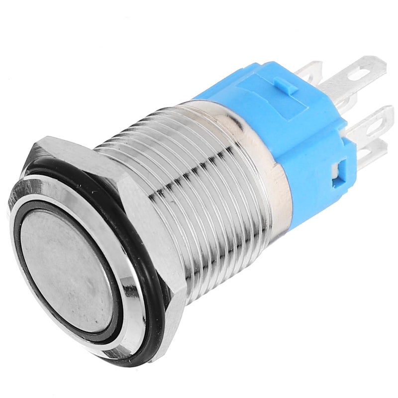 16mm Metal Push Button Switch Self Locking Reset Blue LED Ring 12V Car Engine Start Ignition Control - Image 2