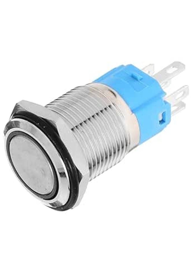 16mm Metal Push Button Switch Self Locking Reset Blue LED Ring 12V Car Engine Start Ignition Control - Image 1