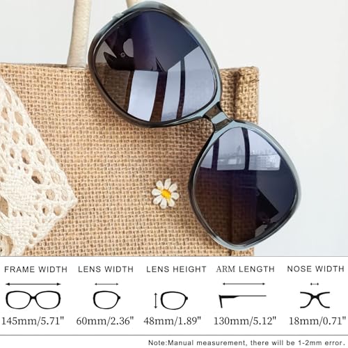 Joopin Trendy Oversized Sunglasses Butterfly Transparent Gray Sun Glasses Polarized UV Protection Rectangle Shades for Women Ladies Sunnies - Image 5