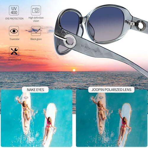 Joopin Trendy Oversized Sunglasses Butterfly Transparent Gray Sun Glasses Polarized UV Protection Rectangle Shades for Women Ladies Sunnies - Image 3