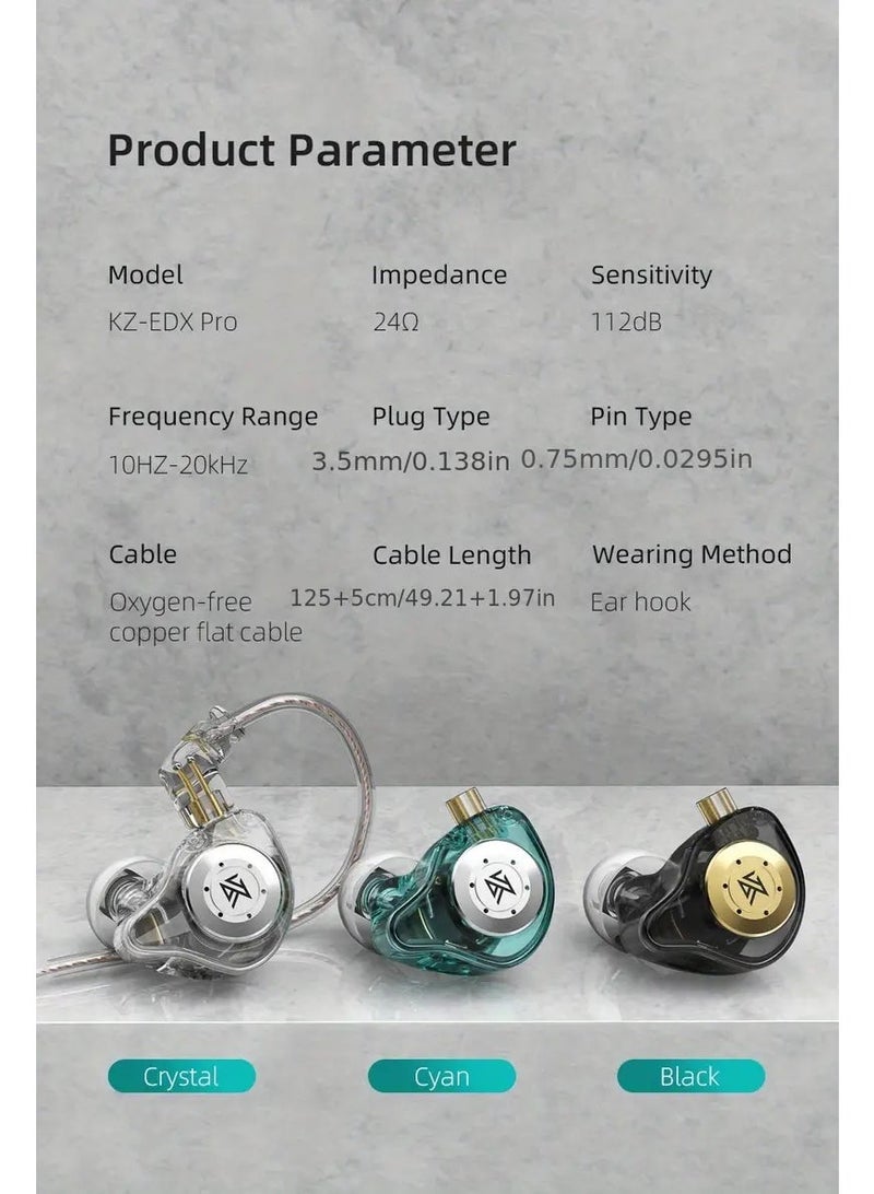 Linsoul KZ EDX PRO Earphones, KZ in Ear Monitors, HiFi Gaming Earbuds with New 1DD 10mm Dynamic Driver, Bass Sound Wired Earbuds, IEM Earbuds with Detachable Cable for Music Gaming Video (Cayn, with mic) - Image 2