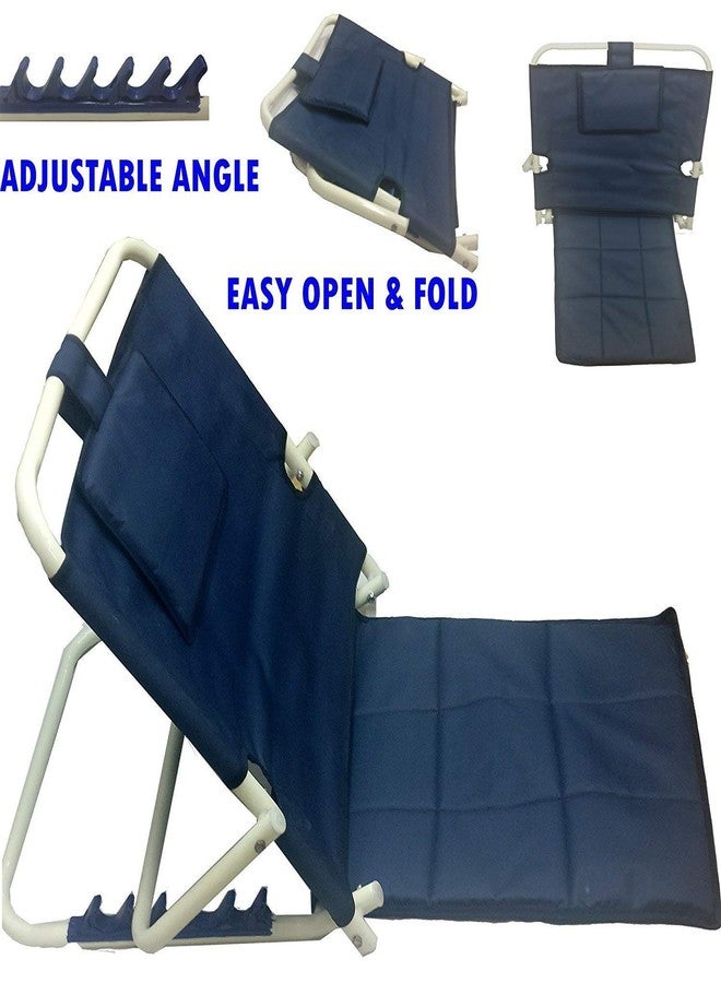 Brazos Polyester PVC Chromed Steel Frame Reclining Adjustable Sit-up 6 Positions Back Rest for Orthopedic Neck, Head and Lumbar Support (Blue, 22.5 inches, 25.6 inches, 19.7 inches) - Image 2