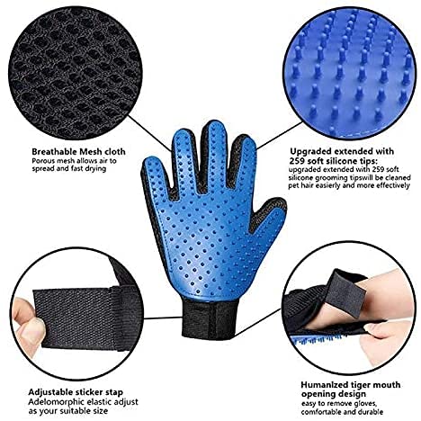 RHYDON Grooming Glove Gentle Deshedding Bath Brush Gloves Hair Remover Cleaning Tool Groomer Massage Long Rubber Hand Mitt with Enhanced Five Finger Design for Dog,Cat,Horses with Long Short Fur - Image 2