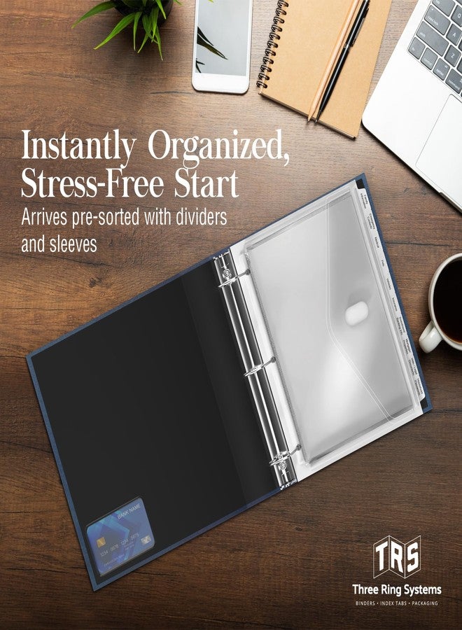 Three Ring Systems Legacy Planning Portfolio - Professional Linen Binder 3 Ring Portfolio Organizer, Legacy Planning Kit with 1.5 Inch Round Ring for Office, Business, or Event Officiant Use - Linen Kit (Navy Linen) - Image 2