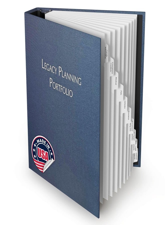 Three Ring Systems Legacy Planning Portfolio - Professional Linen Binder 3 Ring Portfolio Organizer, Legacy Planning Kit with 1.5 Inch Round Ring for Office, Business, or Event Officiant Use - Linen Kit (Navy Linen) - Image 1