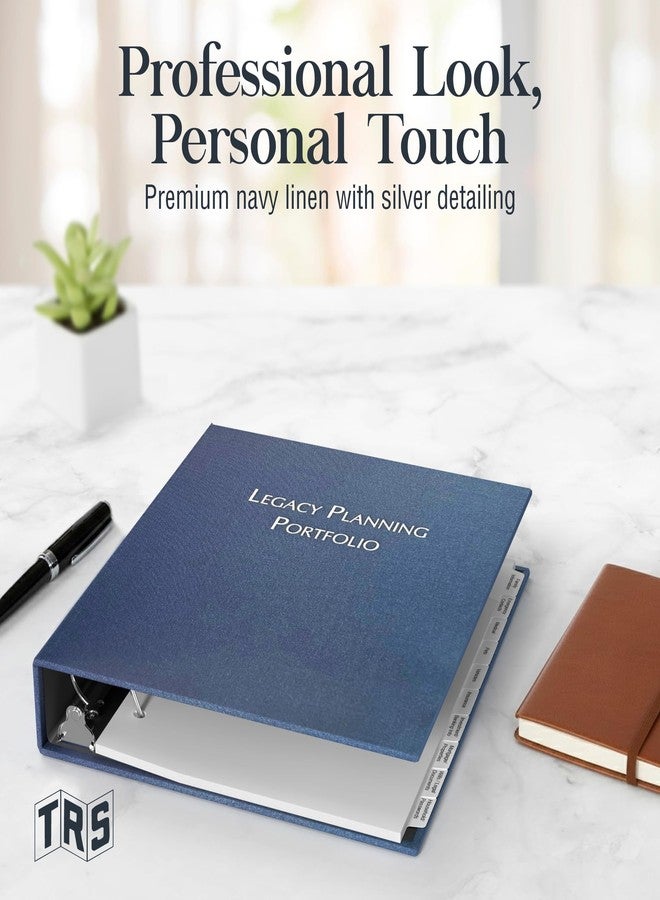 Three Ring Systems Legacy Planning Portfolio - Professional Linen Binder 3 Ring Portfolio Organizer, Legacy Planning Kit with 1.5 Inch Round Ring for Office, Business, or Event Officiant Use - Linen Kit (Navy Linen) - Image 3